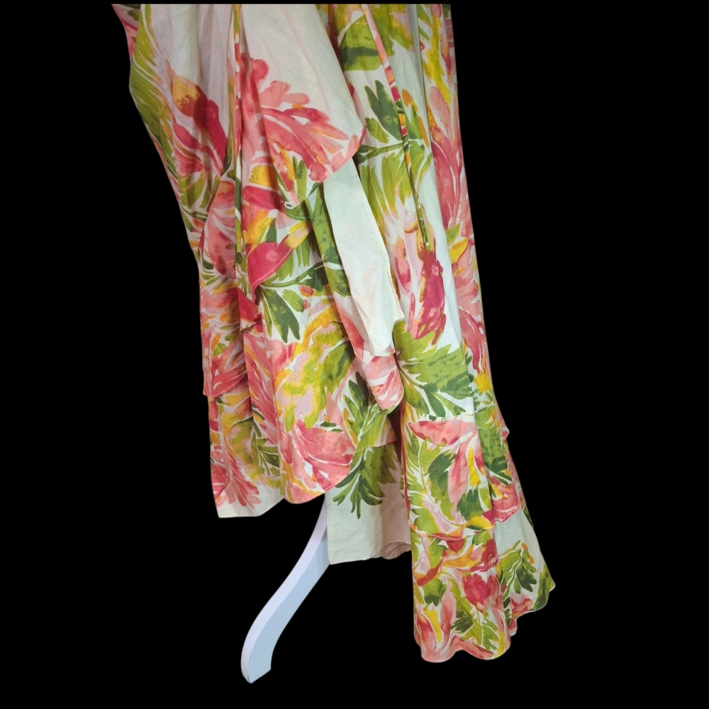 Gibson Latimer Wrap Midi Floral Dress Ruffled Tiered High Low Hem Women Size XXL - Picture 11 of 16